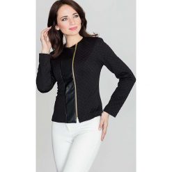 Czarna Pikowana Kurtka z Dodatkiem Eko-skóry. Czarne kurtki damskie KATRUS, xl, z elastanu. Za 145,90 zł.