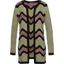 Długi sweter rozpinany bonprix zielono-czarny. Zielone swetry damskie bonprix, bez wzorów, z długim rękawem, długie, bez kaptura. Za 74,99 zł.
