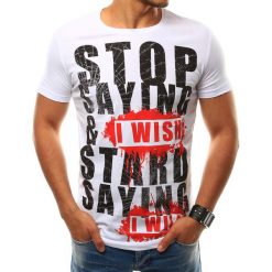 T-shirty męskie z nadrukiem: T-shirt męski z nadrukiem biały (rx2507)