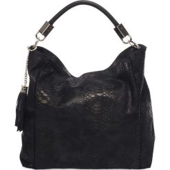 Shopper bag damskie: Skórzana torebka w kolorze czarnym – 38 x 36 x 15 cm