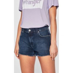 Wrangler - Szorty. Niebieskie szorty damskie Wrangler, s, bez wzorów, z elastanu, casualowe. W wyprzedaży za 119,90 zł.
