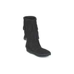Kozaki Minnetonka CALF HI 3 LAYER FRINGE BOOT. Czarne buty zimowe damskie marki Minnetonka. Za 519,20 zł.