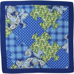 Stylowa Poszetka CHATTIER - Puzzle w Groszki, Kratkę, Niebieska POSZCH0180. Niebieskie poszetki męskie Chattier, w grochy, z materiału, eleganckie. Za 27,00 zł.