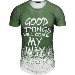 Koszulka męska t-shirt długi zielony Recea. Zielone koszulki męskie Recea, m, bez wzorów, z bawełny, bez kołnierzyka, długie. W wyprzedaży za 14,99 zł.