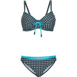 Bikini na fiszbinach "minimizer" (2 części) bonprix czarny z nadrukiem. Czarne stroje kąpielowe damskie bonprix, z nadrukiem. Za 79,99 zł.