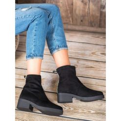 WSUWANE BOTKI FASHION. Botki damskie SHELOVET, z zamszu, bez obcasa, bez zapięcia. Za 69,00 zł.