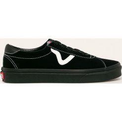 Vans - Tenisówki skórzane. Czarne trampki i tenisówki damskie Vans, bez wzorów, ze skóry, na sznurówki. W wyprzedaży za 249,90 zł.