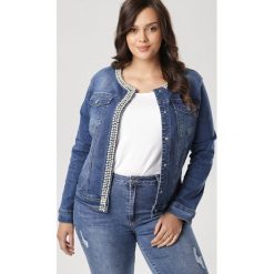 Niebieska Kurtka Genelori. Niebieskie kurtki damskie Born2be, xl, bez wzorów, z jeansu, bez kaptura. Za 119,99 zł.