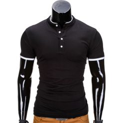 KOSZULKA MĘSKA POLO BEZ NADRUKU S848 - CZARNA. Czarne koszulki męskie Ombre Clothing, s, z nadrukiem, bez rękawów. Za 24,99 zł.