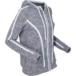Bluza rozpinana z kapturem, z materiału przypominającego w dotyku kaszmir bonprix szary - biały melanż. Szare bluzy damskie bonprix, melanż, z kaszmiru. Za 79,99 zł.