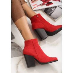 Czerwone Botki Gray. Czerwone botki damskie Renee, bez obcasa, na obcasie, bez zapięcia. Za 139,99 zł.