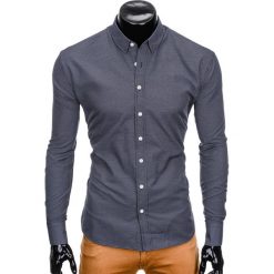 KOSZULA MĘSKA Z DŁUGIM RĘKAWEM K410 - CZARNA. Czarne koszule męskie na spinki Ombre Clothing, m, z kontrastowym kołnierzykiem, z długim rękawem. Za 59,00 zł.