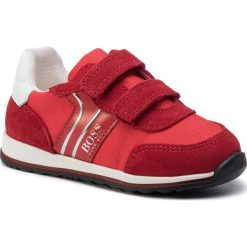 Sneakersy BOSS - J09117 M Red 97E. Czerwone trampki chłopięce Boss, bez wzorów, ze skóry, na rzepy. W wyprzedaży za 319,00 zł.