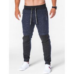 Spodnie męskie dresowe P642 - granatowe. Niebieskie spodnie męskie Ombre Clothing, s, bez wzorów, z bawełny. Za 55,00 zł.