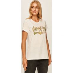 Levi's - T-shirt. Białe bluzki damskie Levi's®, s, z nadrukiem, z bawełny, z okrągłym kołnierzem. W wyprzedaży za 114,90 zł.