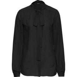 Bluzka z krawatką bonprix czarny. Czarne bluzki asymetryczne bonprix, eleganckie. Za 49,99 zł.