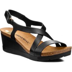 Sandały DR. BRINKMANN - 710710 Schwarz. Czarne klapki damskie marki Dr. Brinkmann, bez wzorów, ze skóry, bez obcasa, na obcasie. Za 229,00 zł.
