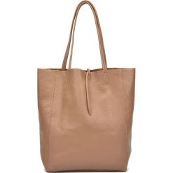 Shopper bag damskie: Skórzana torebka w kolorze fango – (S)35,5 x (W)39 x (G)11 cm