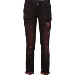 Dżinsy ze stretchem Slim bonprix czarno-czerwony denim. Czarne jeansy damskie bonprix, z denimu. Za 89,99 zł.