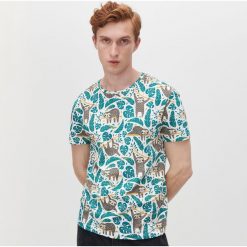 T-shirt z bawełny organicznej -. T-shirty damskie Reserved, s, bez wzorów, z bawełny, bez kołnierzyka. Za 24,99 zł.