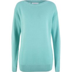 Sweter z ażurowymi rękawami bonprix morski pastelowy. Zielone swetry damskie bonprix, bez wzorów, bez rękawów, bez kaptura. Za 69,99 zł.