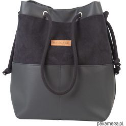 Torebka worek BAGGAGE shopper czarna eko skóra. Czarne torebki worki Pakamera, ze skóry, zamszowe. Za 129,00 zł.
