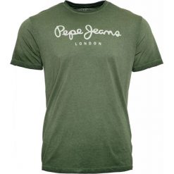 Pepe Jeans t-shirt męski West Sir XXL khaki. Brązowe koszulki męskie Pepe Jeans, xxl, bez wzorów, z jeansu, bez kołnierzyka, bez rękawów. Za 169,00 zł.