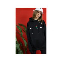 ROSE X ROSE HOODIE. Czarne bluzy damskie marki MAJORS, s, z nadrukiem, z bawełny, bez rękawów, bez kaptura. Za 230,00 zł.