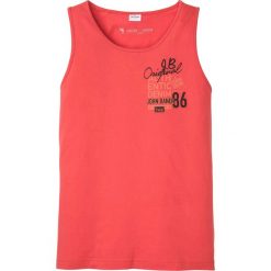 Tank top bonprix koralowy. Czerwone koszulki męskie bonprix, s, z nadrukiem, bez kołnierzyka, bez rękawów. Za 32,99 zł.
