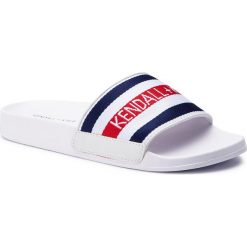 Klapki KENDALL + KYLIE - Surge-B Dark Blue Fabric. Białe klapki damskie KENDALL + KYLIE, bez wzorów, ze skóry ekologicznej, bez obcasa. W wyprzedaży za 189,00 zł.