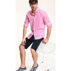 Koszula długi rękaw męska slim fit. Różowe koszule męskie na lato, m, z jeansu, klasyczne. W wyprzedaży za 34,99 zł.