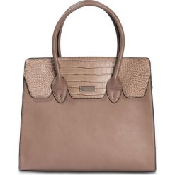 Torebka do ręki we wzór skóry krokodyla bonprix cappuccino. Brązowe shopper bag damskie bonprix, ze skóry, do ręki. Za 79,99 zł.