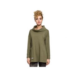 M260 Bluza oversize z kominem i kieszenią khaki. Brązowe bluzy damskie Moe, xl, bez wzorów, z elastanu, bez rękawów, bez kaptura. Za 291,87 zł.