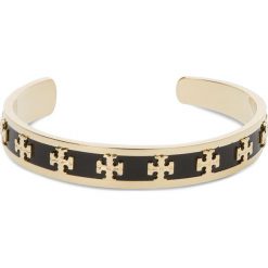 Bransoletka TORY BURCH - Enamel Raised Logo Cuff 37676 Black/Tory Gold 010. Czarne bransoletki męskie Tory Burch, metalowe. W wyprzedaży za 389,00 zł.