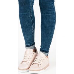 Trampki damskie slip on: Merg różowe wiązane trampki różowe