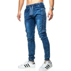 Spodnie męskie joggery niebieskie Recea. Niebieskie spodnie męskie Recea, xl, bez wzorów, z bawełny. Za 79,99 zł.