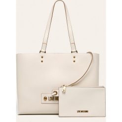 Love Moschino - Torebka. Białe torby damskie na zakupy Love Moschino, z aplikacjami, ze skóry ekologicznej, na ramię, duże, z aplikacjami. W wyprzedaży za 599,90 zł.