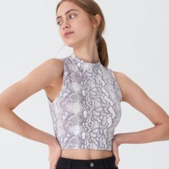 Top w wężowy wzór - Wielobarwny. Szare topy damskie House, s, bez wzorów, bez kołnierzyka. Za 39,99 zł.