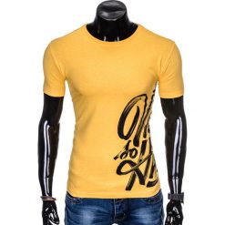T-shirty męskie: T-SHIRT MĘSKI Z NADRUKIEM S992 - ŻÓŁTY