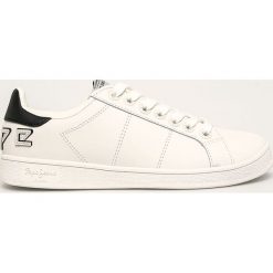 Pepe Jeans - Buty skórzane Brompton Patch. Białe buty sportowe damskie Pepe Jeans, bez wzorów, z jeansu, sportowe. W wyprzedaży za 259,90 zł.