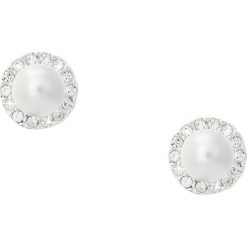 Kolczyki damskie: Posrebrzane kolczyki-wkrętki z perełkami i kryształkami Swarovski