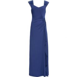 Sukienka wieczorowa bonprix kobaltowy. Niebieskie sukienki damskie bonprix, bez wzorów, eleganckie, bez kołnierzyka, z długim rękawem, długie, maxi, dopasowane. Za 149,99 zł.