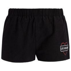 Szorty sportowe LOVE MOSCHINO WO13001T 9736. Czarne spodenki sportowe damskie Love Moschino, bez wzorów, z bawełny, sportowe. W wyprzedaży za 329,00 zł.