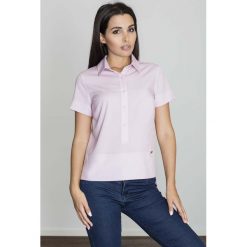 Różowa Bluzka Polo z Krótkim Rękawem. Różowe bluzki damskie Molly.pl, s, bez wzorów, z poliesteru, klasyczne, polo, z krótkim rękawem. Za 99,90 zł.