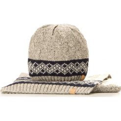 Komplet czapka + szalik 85-SF-200-8. Szare czapki męskie marki Wittchen, na zimę, bez wzorów, z wełny, klasyczne. Za 189,00 zł.