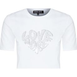 T-shirt MARKUS LUPFER ALEX SEQUIN LOVE MORE. Białe bluzki damskie Markus Lupfer, z aplikacjami, z bawełny, z okrągłym kołnierzem. W wyprzedaży za 552,00 zł.