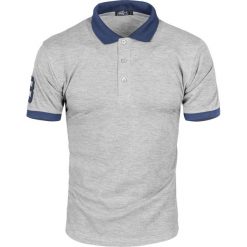 Koszulka polo męska szara slim Recea. Szare koszulki męskie Recea, xl, z aplikacjami, z bawełny, polo, bez rękawów. Za 28,56 zł.