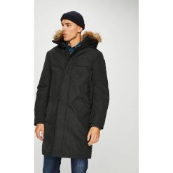Calvin Klein - Kurtka puchowa. Czarne płaszcze męskie Calvin Klein, bez wzorów, z poliesteru, długie, z kapturem. W wyprzedaży za 1149,00 zł.