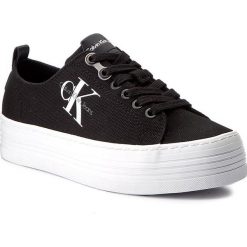 Tenisówki CALVIN KLEIN JEANS - Zolah R0673 Black. Czarne półbuty damskie Calvin Klein Jeans, bez wzorów, z jeansu, na sznurówki. Za 409,90 zł.