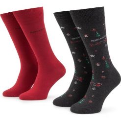 Zestaw 2 par wysokich skarpet męskich BOSS - 2P Rs Xmas Cc Us 50422284 012. Szare skarpetki męskie Boss, bez wzorów, z elastanu. Za 79,00 zł.